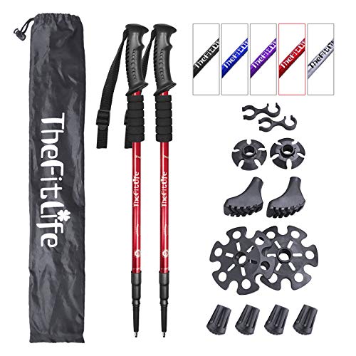 TheFitLife Los Bastones De Senderismo - Bastones Telescópicos Plegables, 2 Packs Ultraligeros. Bastones Extendibles para Camping, Montañismo, Viajes y Senderismo.