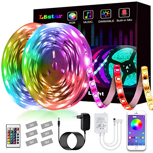 Tiras LED,L8star Luz de Tira LED Smart 5050 Control APP, Sync con Música Multicolor, Kit de Luces LED Funciona Luces Decorativas para Navidad y Fiestas