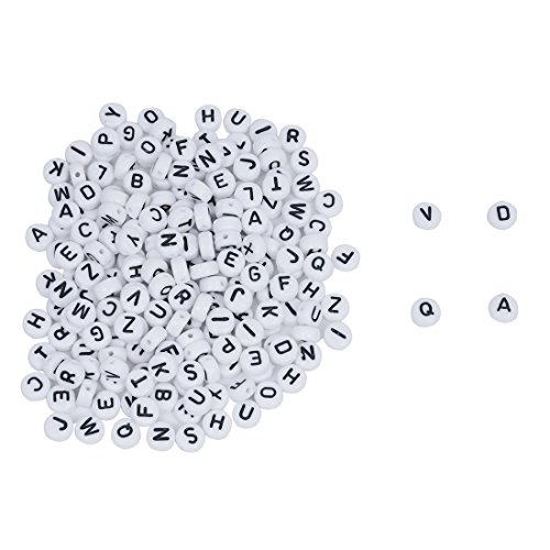 TOOGOO(R) Lot 200 Abalorios Plastico Alfabeto Letras 7mm Blanco