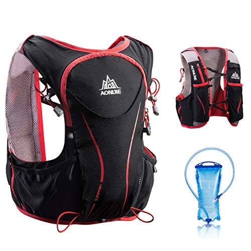 TRIWONDER Mochila de Hidratación Ligero 5L Superior Chaleco para Trail Running Ciclismo Marathoner Profesional Hombre Mujer(Negro (L-XL) - con 1.5L vejiga de Agua)