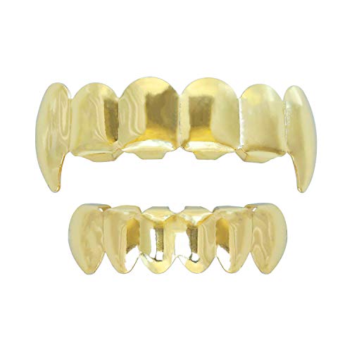 TSANLY Rejillas de Dientes bañadas en Oro de 25 Quilates, Ajuste Personalizado, Juego de Tapas Superior e Inferior Parece para Boca