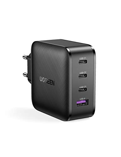 UGREEN Cargador USB C 65W, Cargador GaN Power Delivery 65W, Cargador PD 3.0 GaN Ultra Rápido Soporta QC 4.0 y QC 3.0 para Samsung S20, Xiaomi 10, iPhone 12 12 Pro Mini Pro Max, iPad Pro 2020 y Macbook