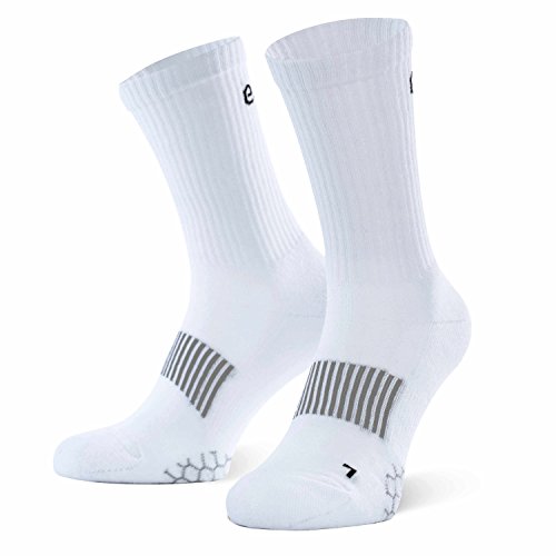 umi. Eono Essentials Calcetines de Deporte (3 Pares), Mujeres y Hombres, Calcetines Largos, Ajuste Cómodo, Gimnasio, Tenis, Correr, Uso Diario, White, 39-42