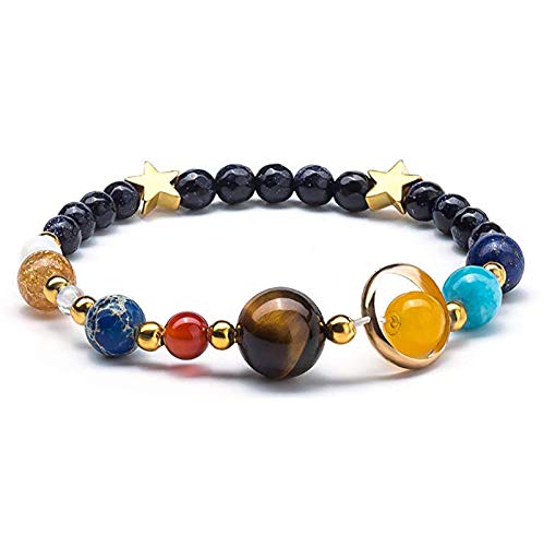 Universethe Ocho Planetas del Sistema Solar Guardián Cuentas de Piedras Naturales Estrella Pulsera Brazalete de Hombres de Las Mujeres envío de la Gota