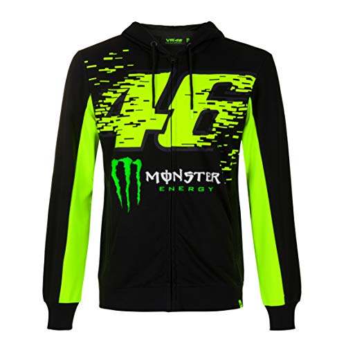 Valentino Rossi Colección Monster Dual Sudadera con Cremallera y Capucha para Hombre, Hombre, FELZICMD1, Negro , M