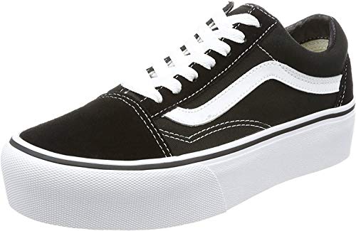 Vans Old Skool Platform, Zapatillas Mujer, Negro (Black/White Y28), 36 EU