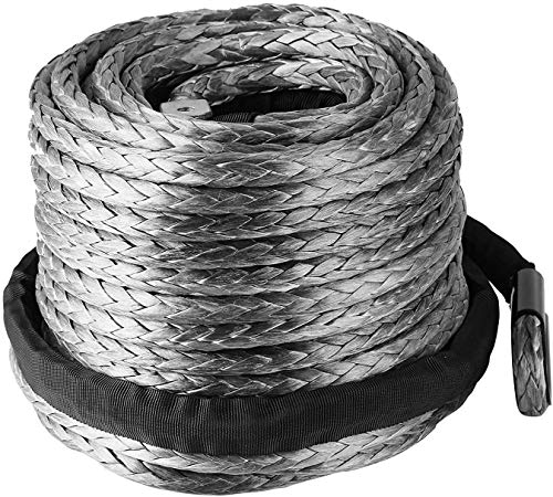 VEVOR Cuerda de Cable de Cabrestante Sintética, 28,95 m x 9,5 mm Fuerza de Resistencia 20500 lb Línea de Cabrestante Sintética, Peso Bruto 4 kg Gris Cuerda de Cabrestante Sintética para Camión ATV