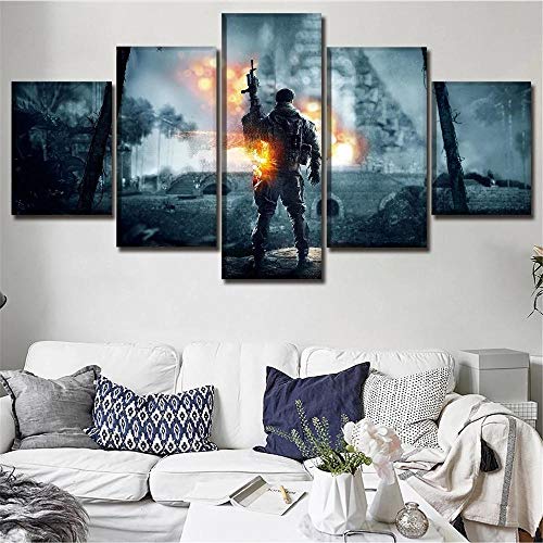 WANGZUO Cuadro En Lienzo ImpresióN De 5 Piezas Juego De Battlefield 4 Material Tejido No Tejido ImpresióN ArtíStica Imagen GráFica Decoracion De Pared-100x55CM