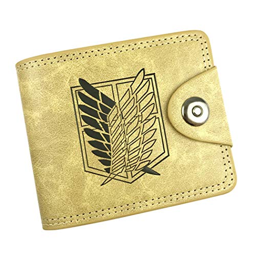 WANHONGYUE Attack on Titan Anime Cartera de Cuero Artificial Monedero Tríptico Billetera Clásico Portatarjetas para Hombre