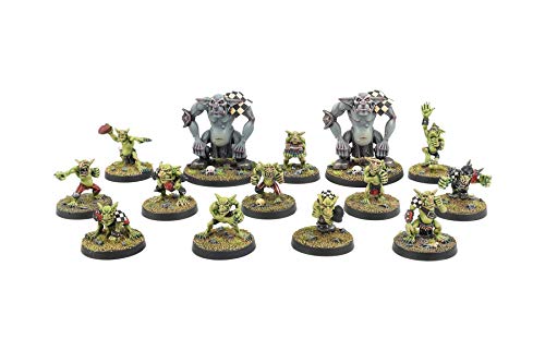 War World Gaming Equipo Completo Gutrot Greenskins - 28mm, Miniaturas, Fantasía, Futbol, Blood Bowl, Goblin, Criatura Fantastica, Figura Coleccionismo