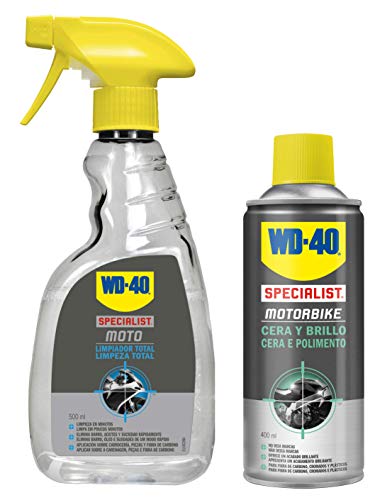 WD-40 Specialist Motorbike – Lote para moto limpia y radiante con Limpiador Total 500Ml + Cera y Brillo 400Ml - Pack 2 unidades