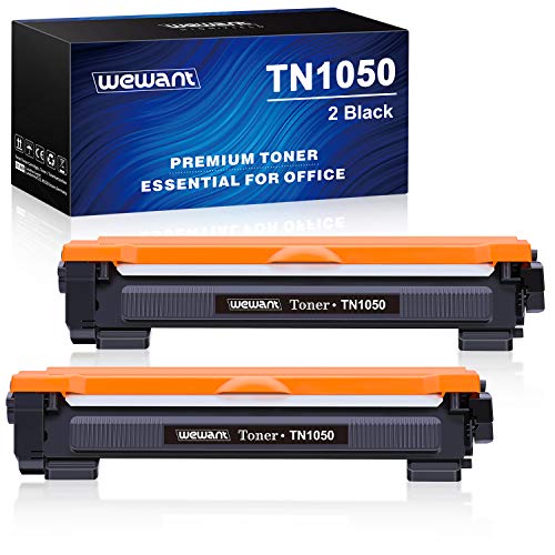 Wewant Toner TN 1050 Reemplazo para Brother TN1050 Cartucho de Tóner Compatible con Brother HL-1110 1111 1112 1200 1210W 1202 1212 DCP-1510 1511 1512 1610W MFC-1810 1811 1815 1910, 2 Negro