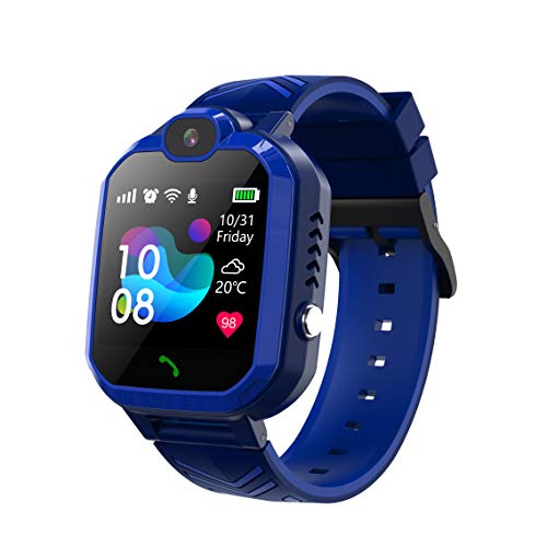 Winnes Inteligente Reloj para Niños, IP67 Impermeable Smart Watch Phone 2 Vías Llamada Reloj Niñas Localizador con SOS Anti-Lost Alarm Táctil Smartwatch para 3-12 Años De Edad (H1 Azul)