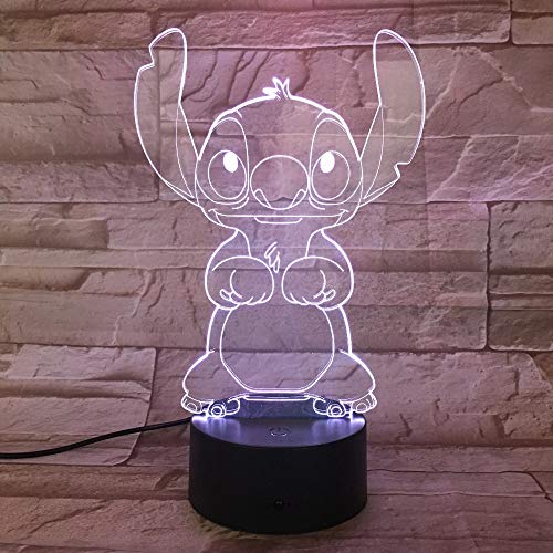 WoloShop Lampara LED Stitch Cambia Color USB Luz Nocturna