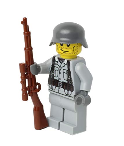 WW2 WWII Custom Soldado Alemán con BrickArms Sniper Kar98, Estampada