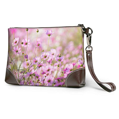 XCNGG Carteras suaves impermeables para mujer, bolso de mano con flores cósmicas, bolso de cuero con cremallera para mujeres y niñas