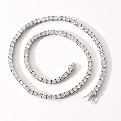 XDDQ 3mm / 4mm / 5mm Zircon Tennis Chain Collar De Pulsera De Circón para Hombre Hip Hop (4mm 7inch)