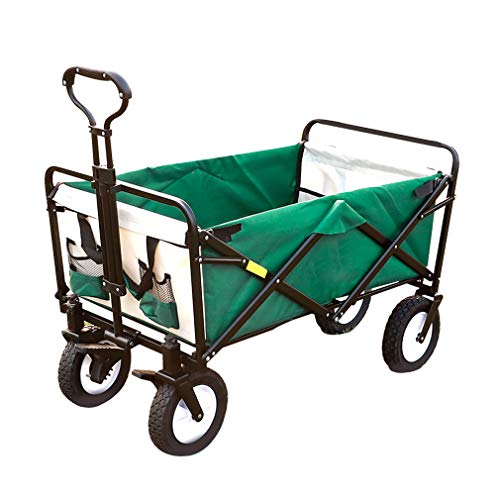 XGL Carro De Supermercado con Ruedas, Carro Plegable, Carro para Exteriores para Acampar, Pesca En El Jardín, 19.6X33.4X29.5, Ruedas De Goma De 8",Verde,A