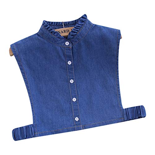 xian Nueva Moda Mujeres/Hombres Chaleco Solapa Falso Cuello falso Desmontable Vertical Denim Encaje Media Camisa Botón de corbata Ropa Solapa Blusa Accesorios principales