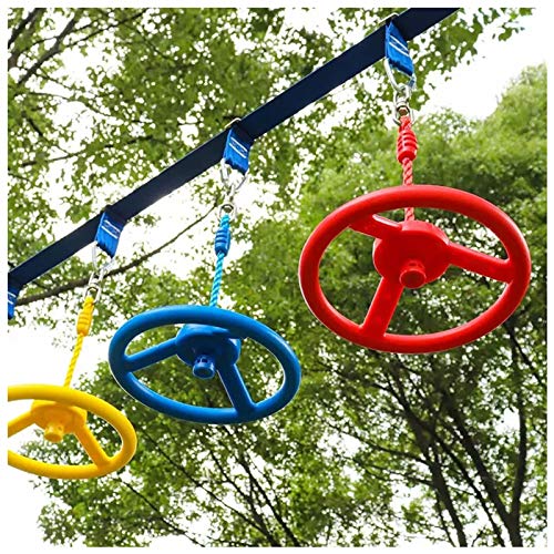 XIJING Slackline Swing Wheel Obstacle, Jungle Gyms Ruedas de Mono Colgantes para Warrior Obstacle Course Slack Line Accesorios,Rojo