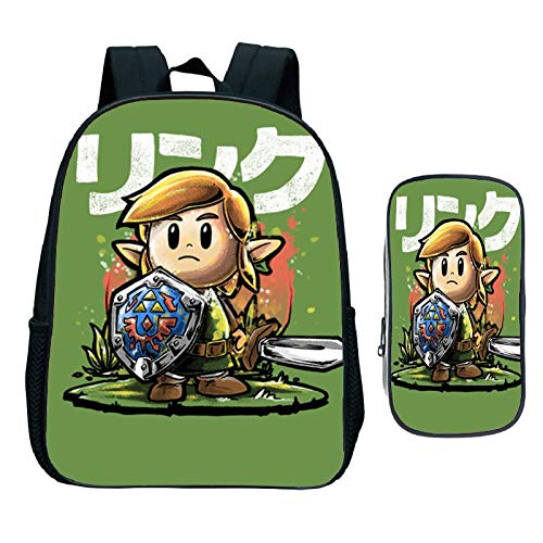 xunlei La Leyenda de Zelda 2 Unids/Set The Legend of Zelda Mochila Niños Niñas Escuela Mochila Juego Link's Awakening Kawaii Bolsa para Niños Pequeños + Estuche para Lápices