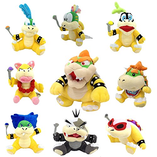 Yijinbo Super Mario Bros Koopalings - Peluche de Rey Bowser Lemmy Larry Roy Wendy O. Morton Larry Iggy Baby Bowser