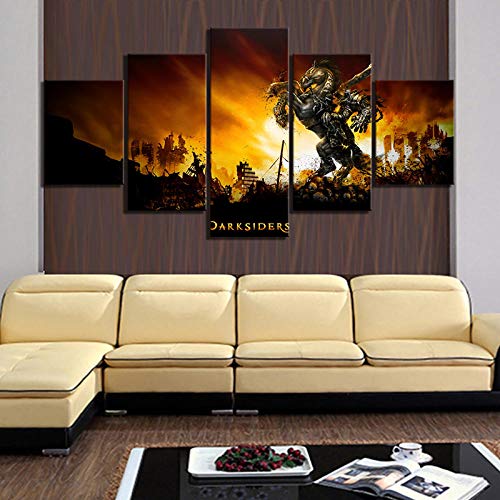 YOUQIANREN Lienzo de Pintura Abstracta Wall Art Framework 5 Piezas Darksiders 2 Videojuego Cuadros Decorativos modulares para Sala de Estar Impresiones-XXL-150CMx80CM