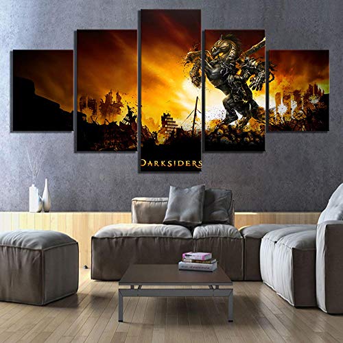 YOUQIANREN Lienzo de Pintura Abstracta Wall Art Framework 5 Piezas Darksiders 2 Videojuego Cuadros Decorativos modulares para Sala de Estar Impresiones-XXL-150CMx80CM