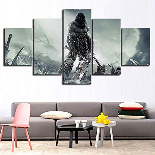 YOUQIANREN Lienzo de Pintura Abstracta Wall Art Framework 5 Piezas Juego de Darksiders Cuadros Decorativos modulares para Sala de Estar Impresiones-XXL-150CMx80CM