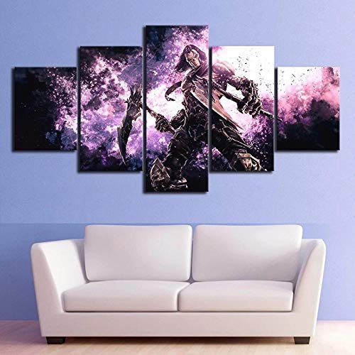 YOUQIANREN Lienzo de Pintura Abstracta Wall Art Framework 5 Piezas Videojuego de Darksiders Wrath of War Cuadros Decorativos modulares para Sala de Estar Impresiones-XXL-150CMx80CM