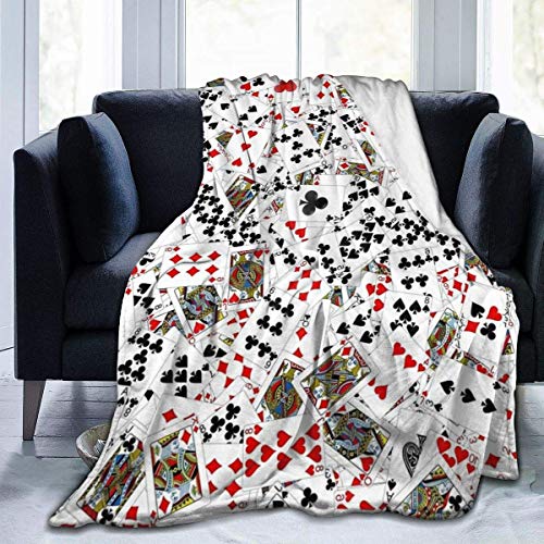 Yuanmeiju Fleece Throw Manta Playing Poker Cards Lightweight Cute Soft Mantas For Sofa Chair Bed Office Travelling Camping 60"x50"