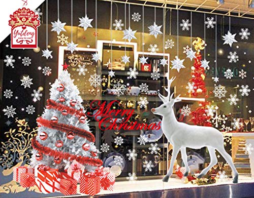 Yutdeng Navidad Pegatinas Ventana Feliz Navidad Enorme Nieve Alce Papá Noel Muñeco la Puerta Decoración la Ventana Extraíble DIY Adhesivos Extraíbles para Ventanas PVC Sticker Electrostáticas