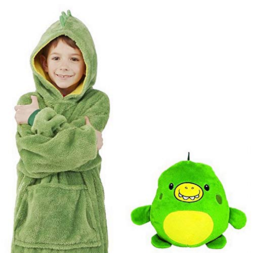 YYNN 2 in 1Kids huggle Hoodie Folding Children Pets Hoodie, Ultra-Soft Kids Hoodie, Round Pillow Lazy Throw Pillows Bed Decor Gift Green