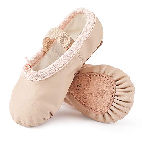 Zapatillas de Danza Cuero Zapatos de Ballet y Gimnasia Baile para Niña y Mujer Beige 26