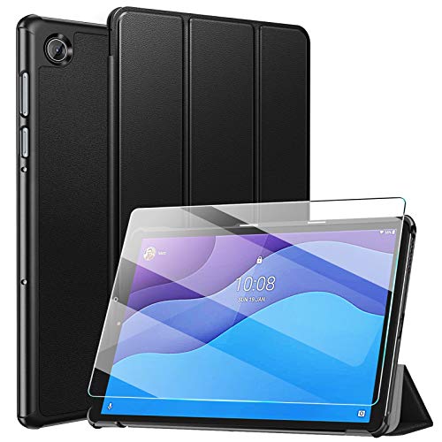 ZtotopCase Funda para Lenovo Tab M10 HD (2.a generación) TB-X306X/TB-X306F +1 Cristal Templado, Funda Protectora Plegable Ultrafina y Práctica para Lenovo Tab M10 HD 2nd Gen 10.1 Pulgada 2020, Negro