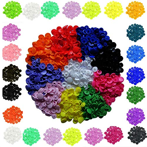 (150 sets,600 piezas,+15 Colores) Snaps Plástico T5 Botones Redondos Colores, Botones a presión, Botones para manualidades y merceria