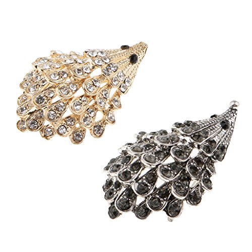 2 Piezas Sparkle Rhinestone Hedgehog Porcupine Shape Animal Broche Pin