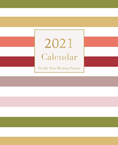 2021 Calendar: Time-blocking layout for scheduling appointments, calls and meetings | Weekly + daily page spread | Monthly planning pages | Retro stripe