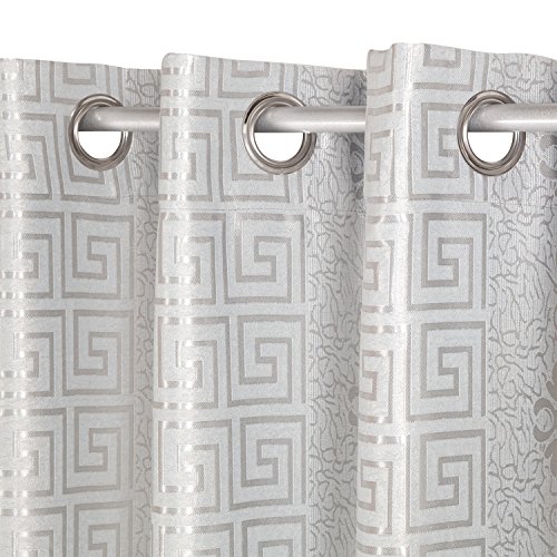 2X Cortinas Opacas de Ojetes con Estampado Gofrado con Brillo, Elegantes y Modernas para Ventanas de Salón Dormitorio Oficina, 100% Poliéster 220g/m² Resistente, 140x260cm, Color Gris Plata