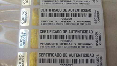 500 x COA Certificado de Autenticidad Tamper Evident pegatinas/etiquetas de seguridad con holograma y correspondiente pequeña etiqueta (Versión en idioma español)
