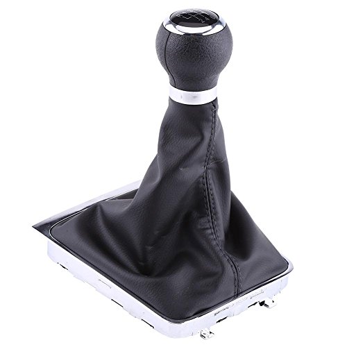 6 velocidades Manual Gear Shift Knob Gaiter Boot Cover Kit Negro de cuero del coche Gear Stick Knob cubierta