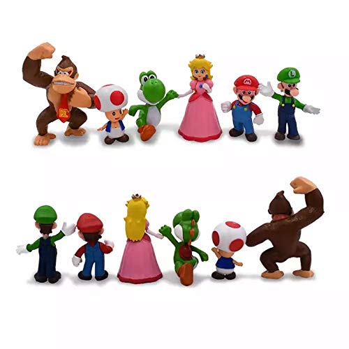 6/Pcs Action Figures Mario Super Figures Donkey Kong Toad and Princess Best Present For Kids Figures De Action para Nino
