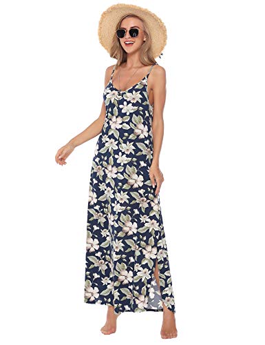 Aibrou Vestidos Mujer Algodón Verano,Vestidos de Playa sin Mangas Falda Largo Sexy Elegante y Comodo Dress para Playa Casual Caminar Diario Compras