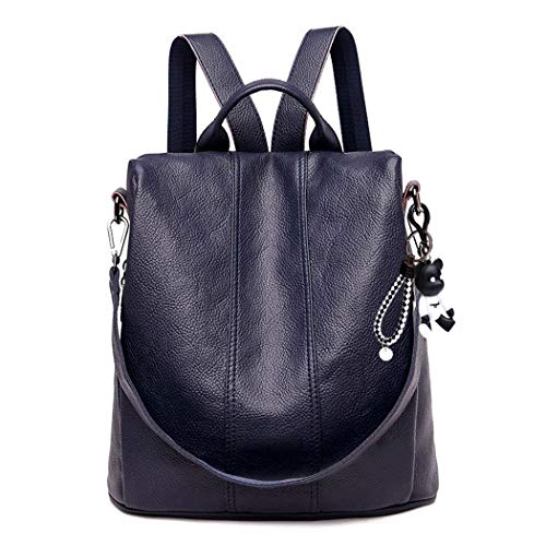 AINUOEY Mujer Bolsos Mochila Vestir Antirobo Pequeña Casual Bandolera Cuero Hombro Piel de PU Azul