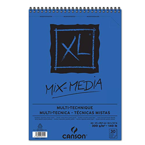 Álbum Espiral Microperforado, A4, 30 Hojas, Canson XL Mix Media, Grano Texturado 300g