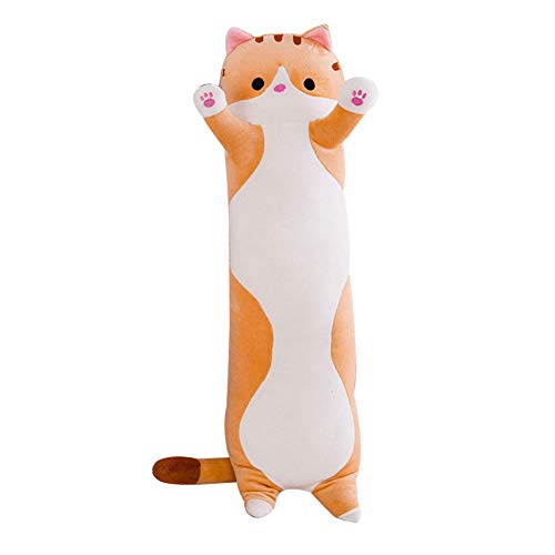 Almohada de felpa para muñeco de gato, lzndeal Lindo muñeco de felpa para gatos, muñeco de peluche suave para gatito, juguete, regalo, gato para dormir, almohada para abrazar, cojín de muñeca para niñ