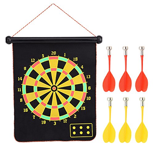 Alomejor Jeu de Fléchette Magnétique et Réversible (6 Fléchettes fournies) Jeu de Fléchette Aimantées Portable pour Enfants Famille Loisirs Sports