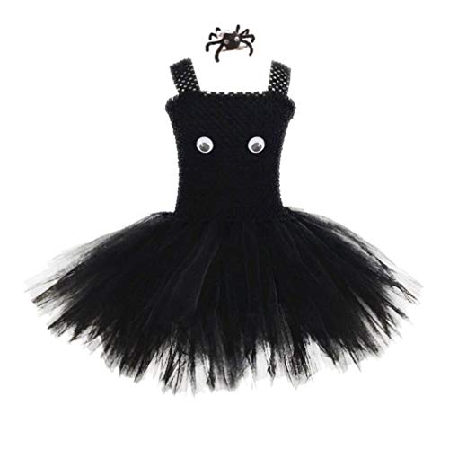 Amosfun Falda de tutú de Halloween para niñas con Pinza de Pelo de araña Conjunto de Disfraces de Halloween Lindo Disfraz de Fiesta de Disfraces de Cosplay de Halloween (Talla s)