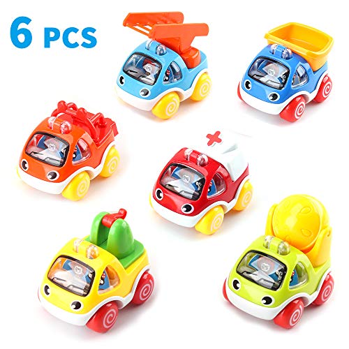 Amy & Benton Juguete Coches,Vehículos Camiones De Juguete, 6PCS Tire hacia Atrás el Coche de Juguetes para Niños Niñas