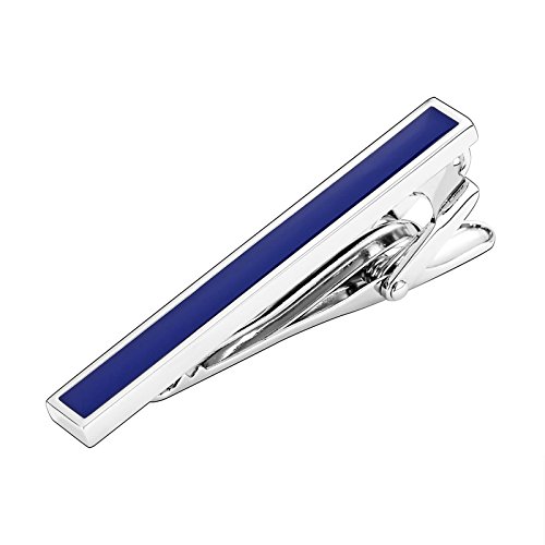 AnazoZ Alfiler Solapa Hombre Clip Corbata Rectangular Clip Corbata Plata Azul Clip de Corbata